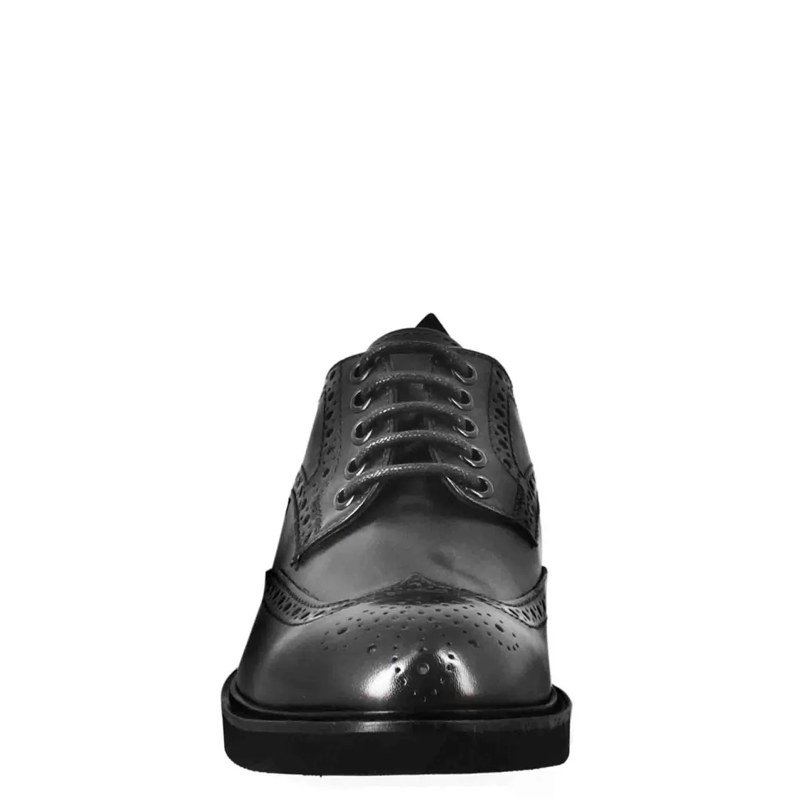 Online Leonardo Shoes Derby Da Donna Con Dettagli Brogue Paupa In Pelle Lavata Colore Nero