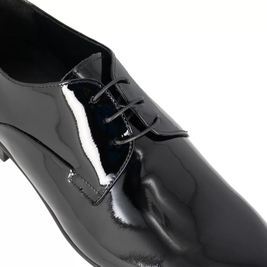 Outlet Leonardo Shoes Derby Elegante Da Uomo In Pelle Lucida Colore Nero