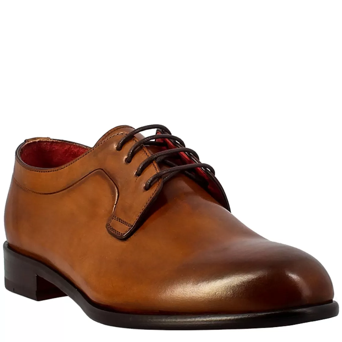 Best Sale Leonardo Shoes Derby Elegante Da Uomo In Pelle Liscia Marrone