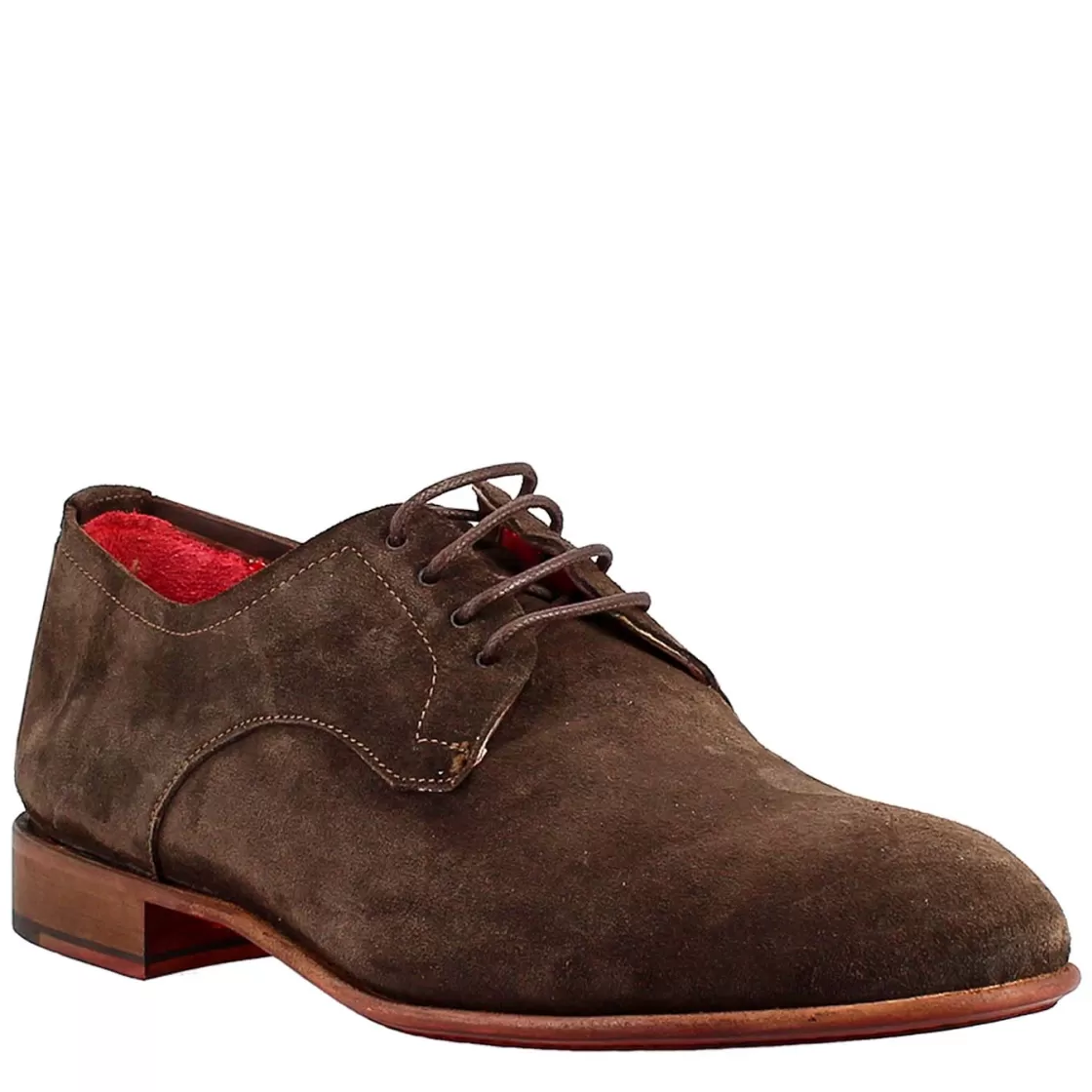 Best Sale Leonardo Shoes Derby Elegante Da Uomo In Pelle Scamosciata Marrone