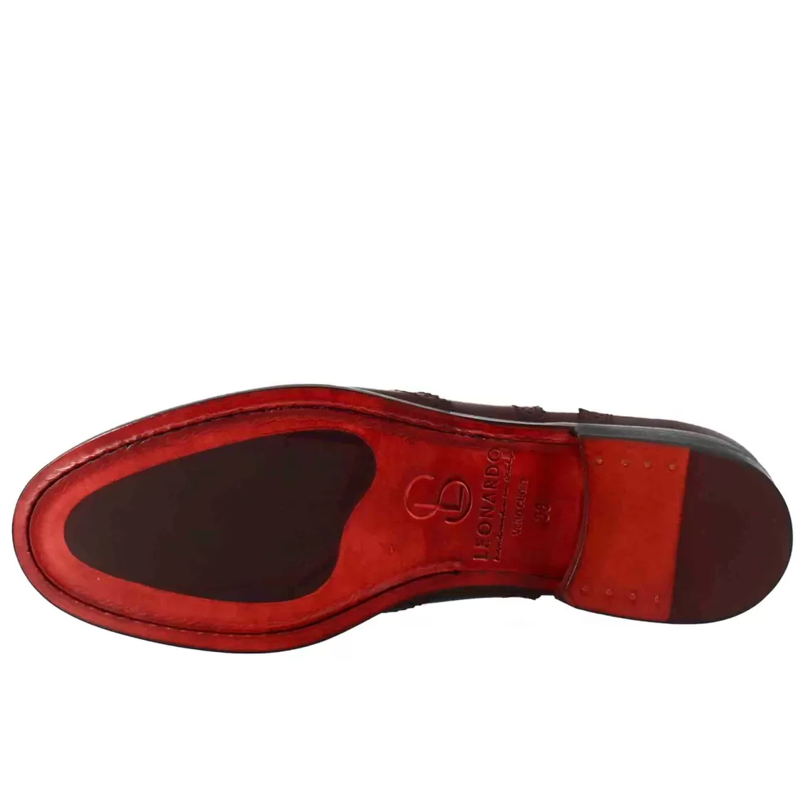 Sale Leonardo Shoes Francesina Da Donna Con Dettagli Brogue In Pelle Marrone Scuro