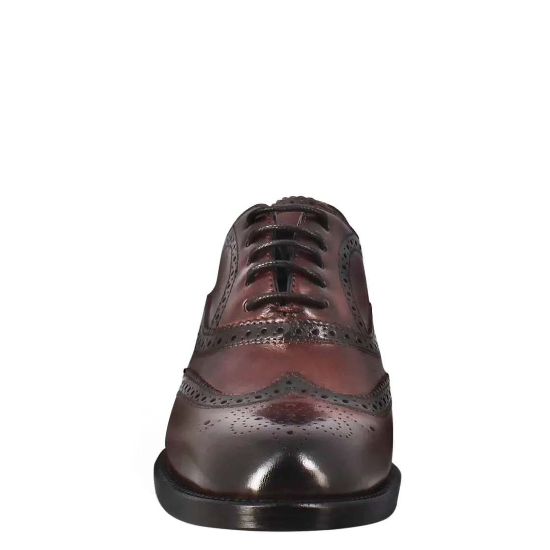 New Leonardo Shoes Francesina Da Donna Con Effetto Brogue In Pelle Colore Bordeaux