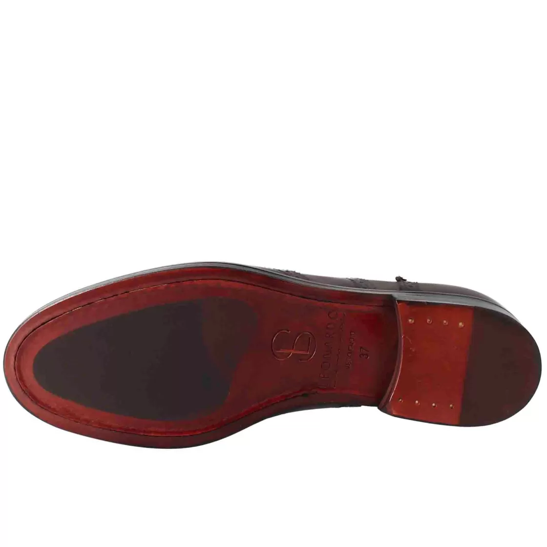 New Leonardo Shoes Francesina Da Donna Con Effetto Brogue In Pelle Colore Bordeaux