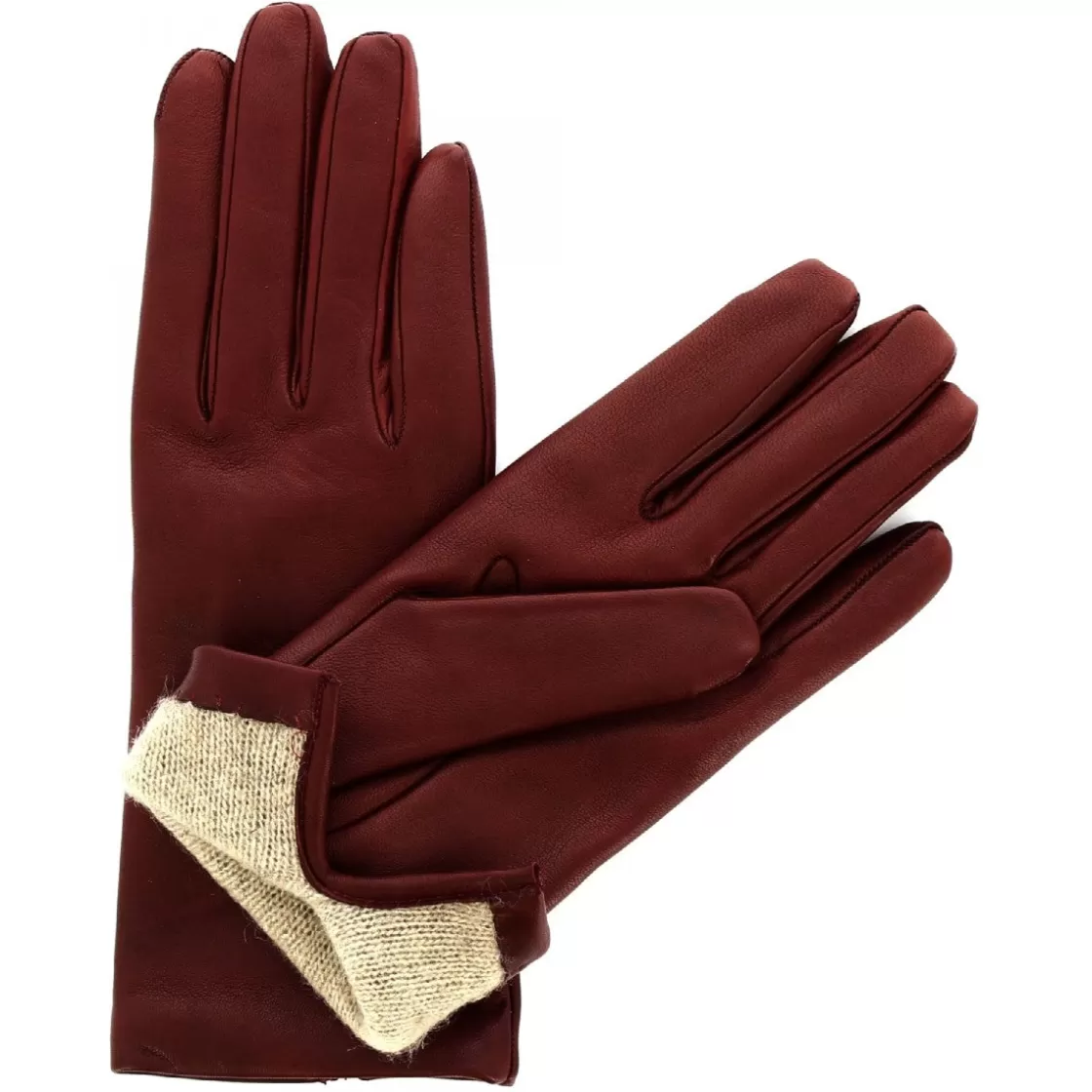 Shop Leonardo Shoes Guanti Da Donna Classici Fatti A Mano In Nappa Foderati In Cashmere Bordeaux