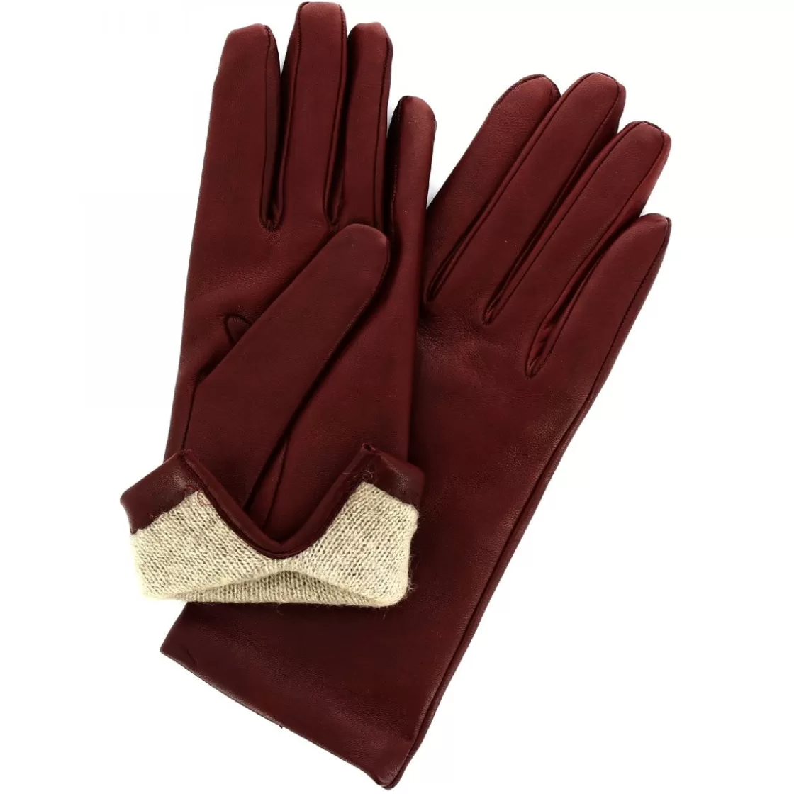Shop Leonardo Shoes Guanti Da Donna Classici Fatti A Mano In Nappa Foderati In Cashmere Bordeaux