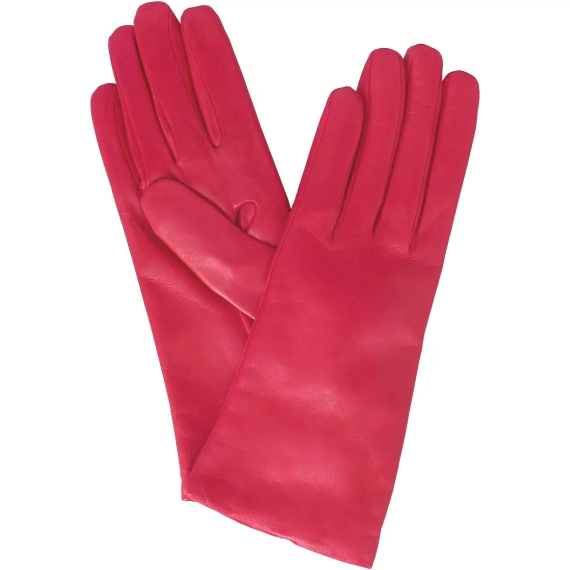 Shop Leonardo Shoes Guanto Da Donna In Pelle Color Liscia Con Fodera In Cashmere Fuxia