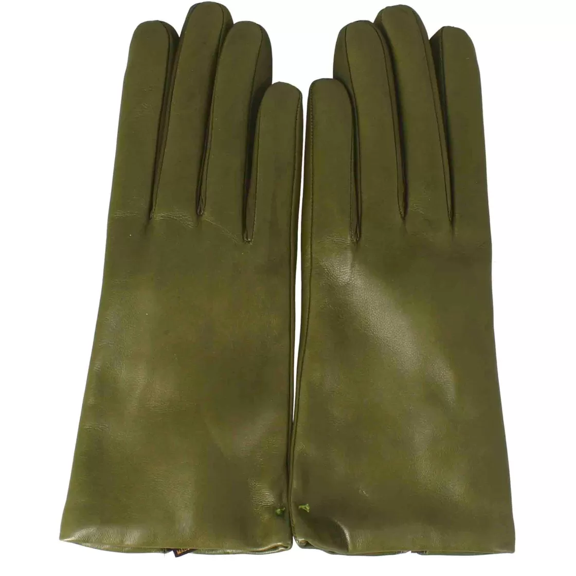 Flash Sale Leonardo Shoes Guanto Da Donna In Pelle Colore Liscia Con Fodera In Cashmere Verde