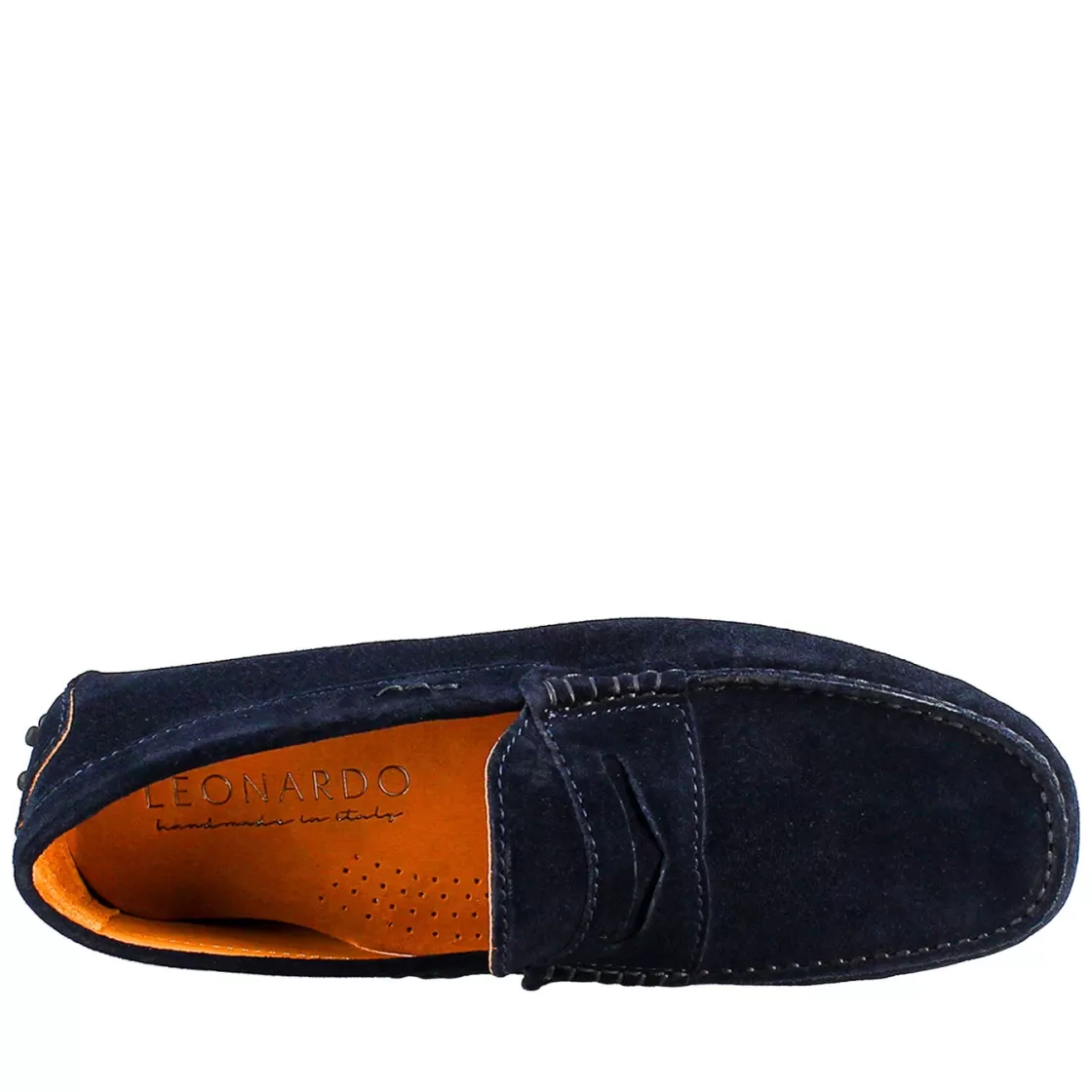Shop Leonardo Shoes Mocassini Artigianali Carshoe Da Uomo In Pelle Di Camoscio Color . Blu