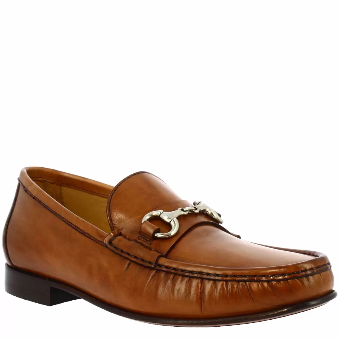 Outlet Leonardo Shoes Mocassini Da Uomo Fatti A Mano In Pelle Marrone Marrone Chiaro