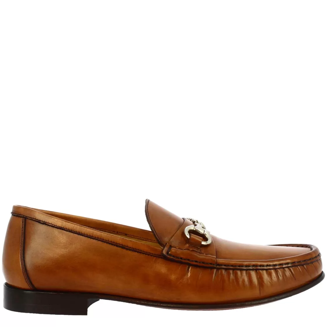 Outlet Leonardo Shoes Mocassini Da Uomo Fatti A Mano In Pelle Marrone Marrone Chiaro