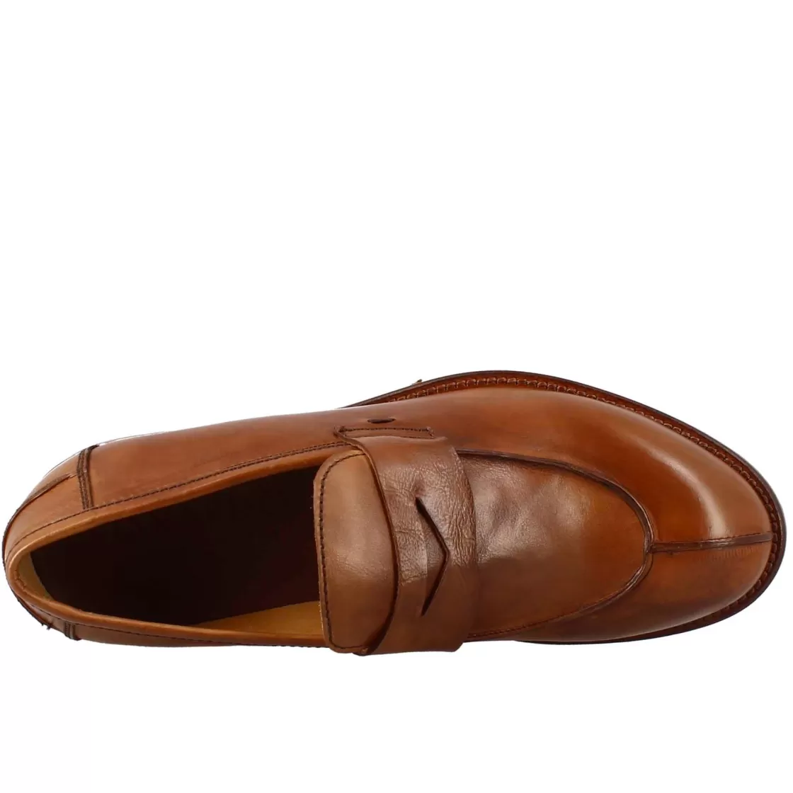 Discount Leonardo Shoes Mocassino Beige Vintage Elegante Da Uomo In Pelle Liscia Marrone