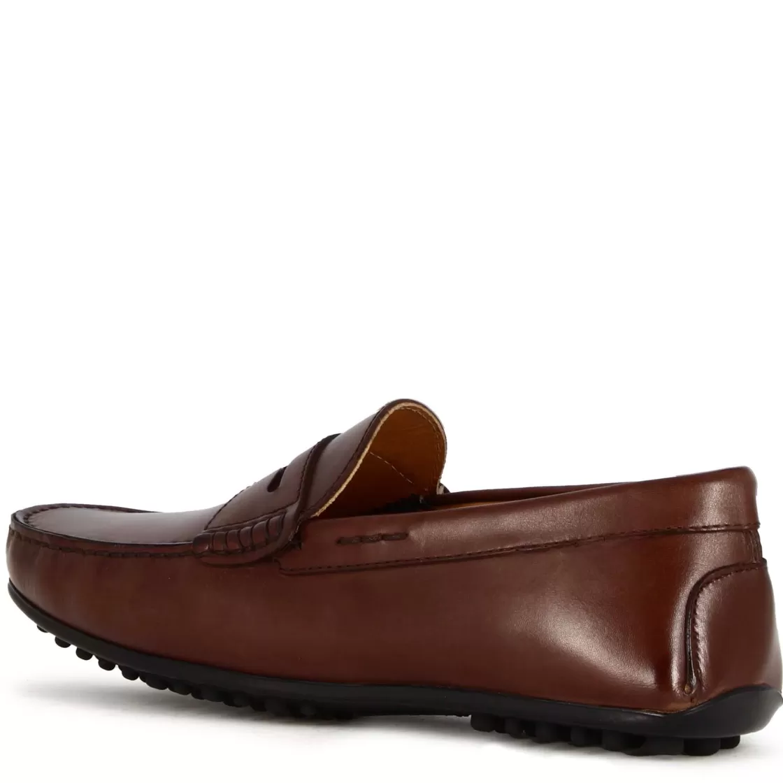 Sale Leonardo Shoes Mocassino Casual Da Uomo In Pelle Colore Con Suola Con Gommini Marrone Scuro