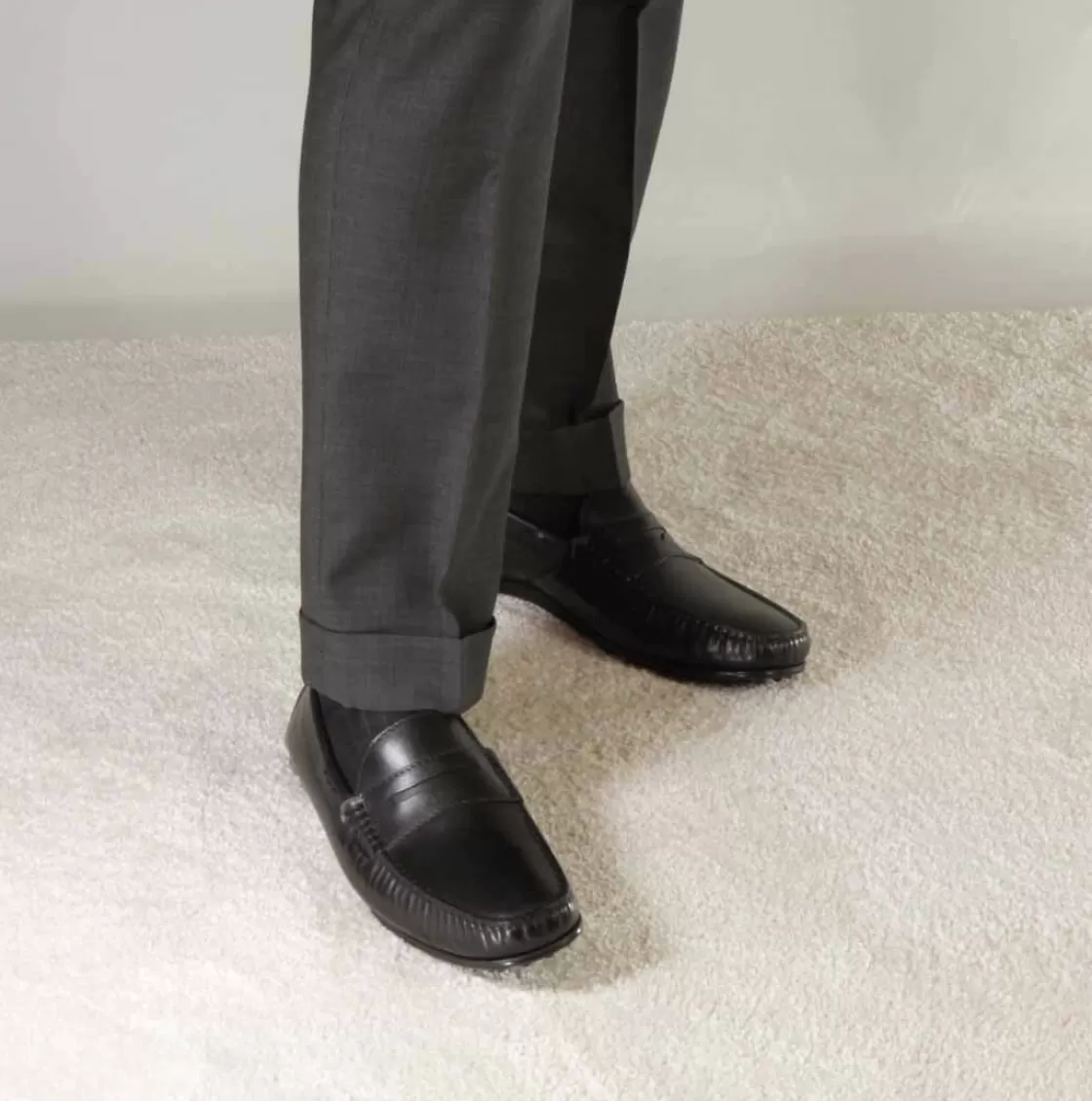 Clearance Leonardo Shoes Mocassino Casual Da Uomo In Pelle Colore Con Suola Con Gommini Nero