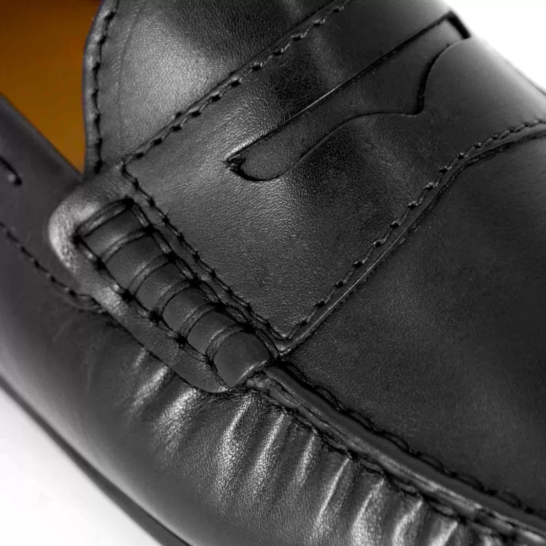 Clearance Leonardo Shoes Mocassino Casual Da Uomo In Pelle Colore Con Suola Con Gommini Nero