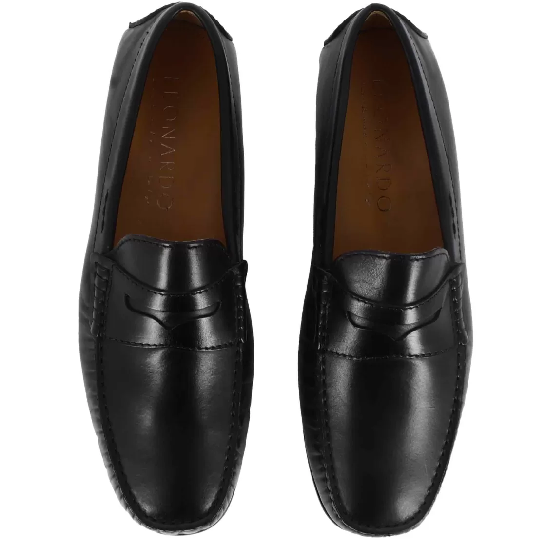 Clearance Leonardo Shoes Mocassino Casual Da Uomo In Pelle Colore Con Suola Con Gommini Nero