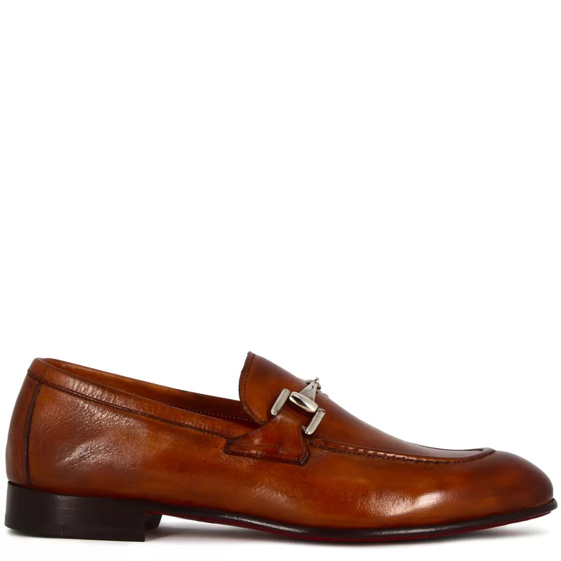 Sale Leonardo Shoes Mocassino Classico Con Morsetto Da Uomo In Pelle Colore Marrone