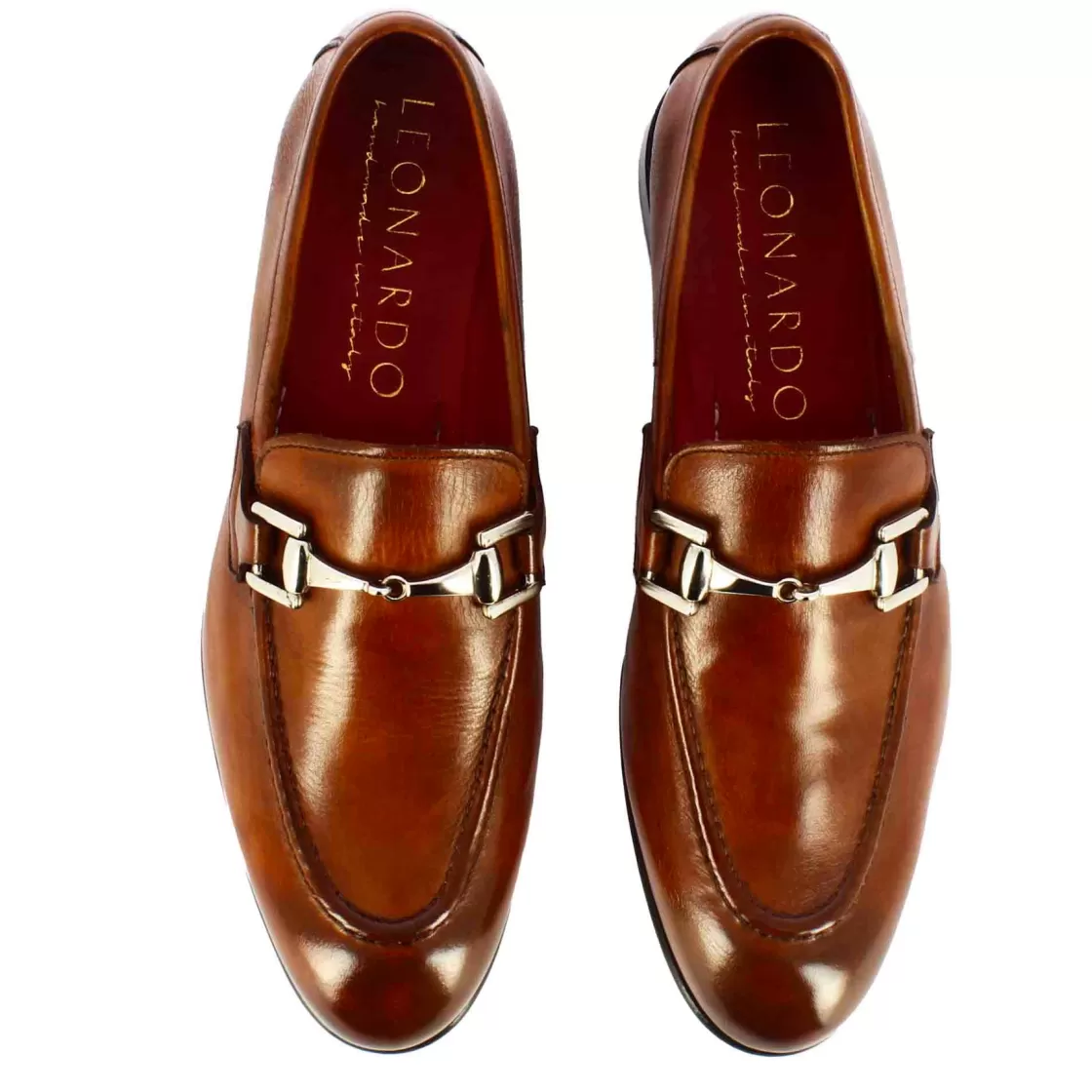 Sale Leonardo Shoes Mocassino Classico Con Morsetto Da Uomo In Pelle Colore Marrone