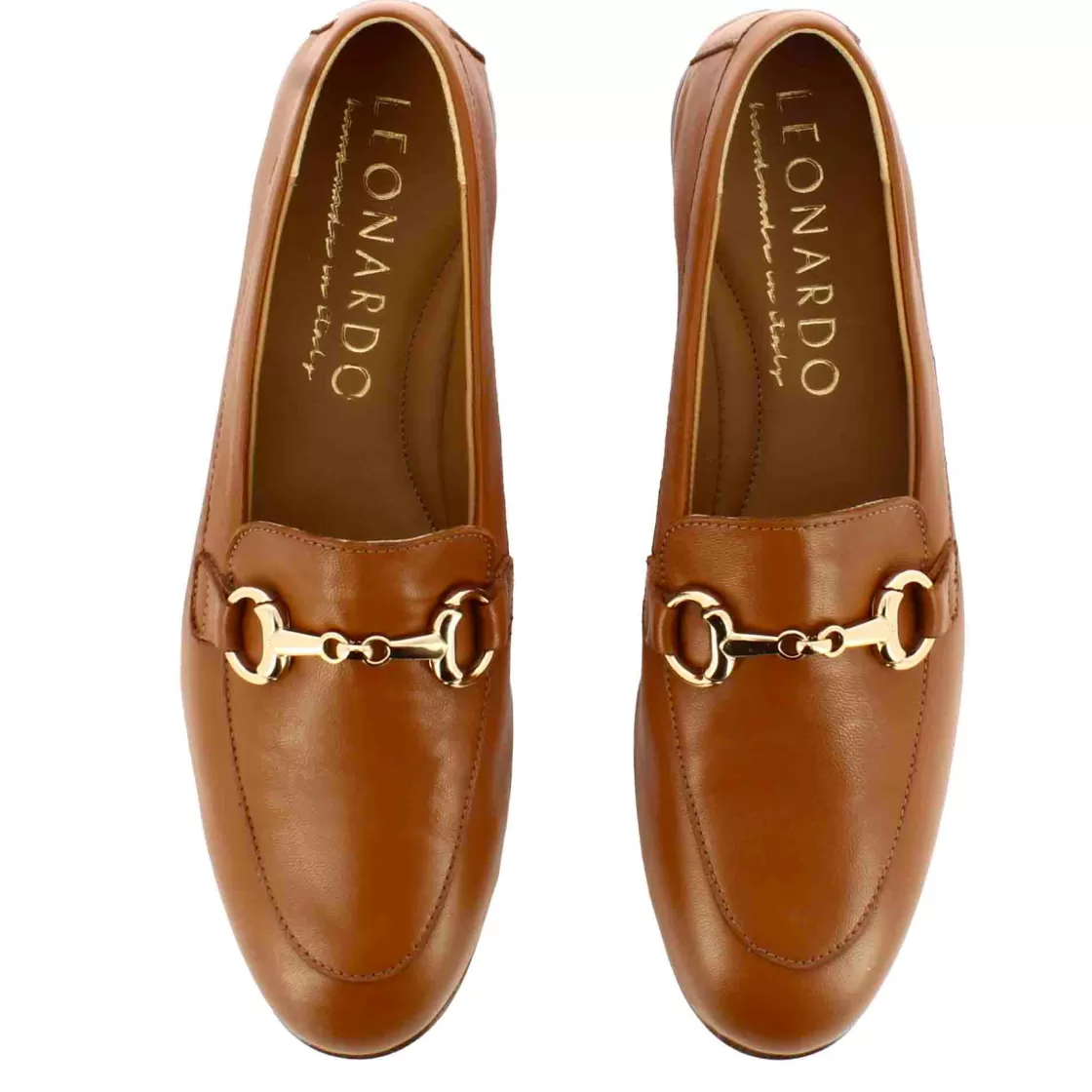 Online Leonardo Shoes Mocassino Classico Da Donna Con Morsetto In Pelle Colore Marrone