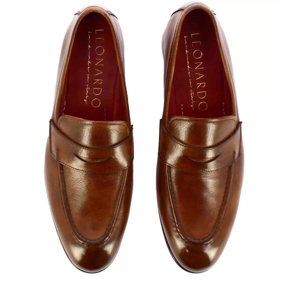 Hot Leonardo Shoes Mocassino Classico Da Uomo In Pelle Colore Chiaro Marrone