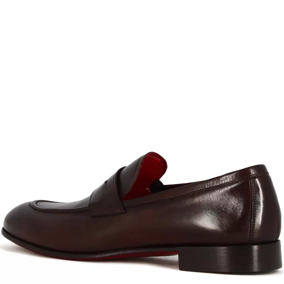 New Leonardo Shoes Mocassino Classico Da Uomo In Pelle Colore Marrone Scuro