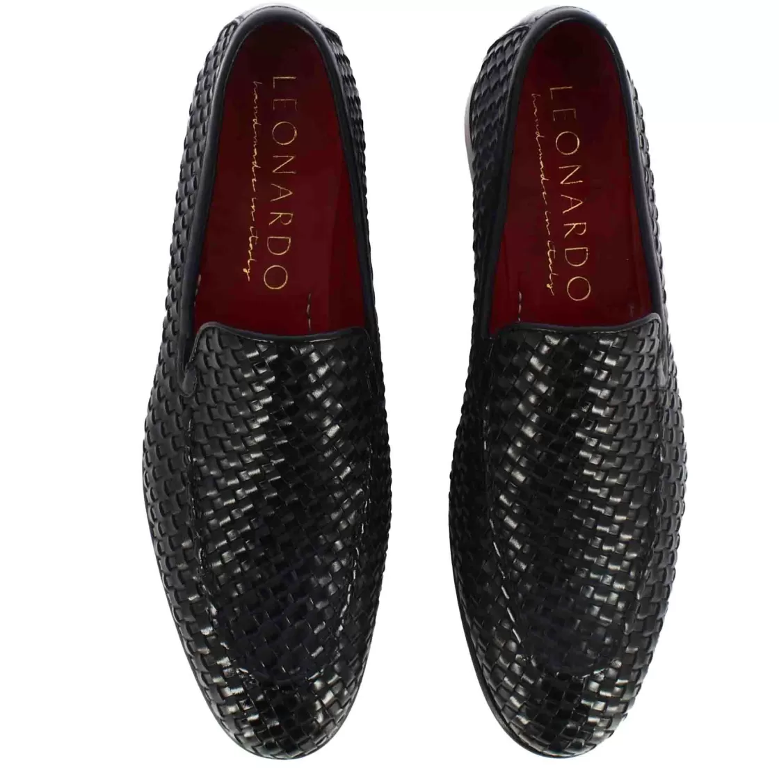 Store Leonardo Shoes Mocassino Classico Da Uomo In Pelle Intrecciata Colore Blu