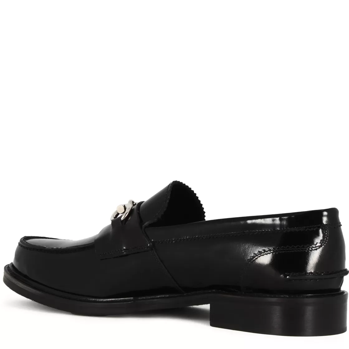 Sale Leonardo Shoes Mocassino Con Morsetto Da Uomo In Pelle Lucida Colore Nero