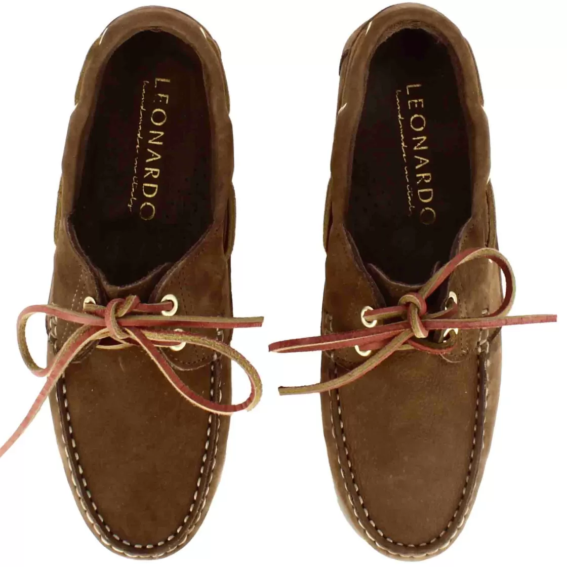 Online Leonardo Shoes Mocassino Da Barca Da Donna In Camoscio Colore Marrone