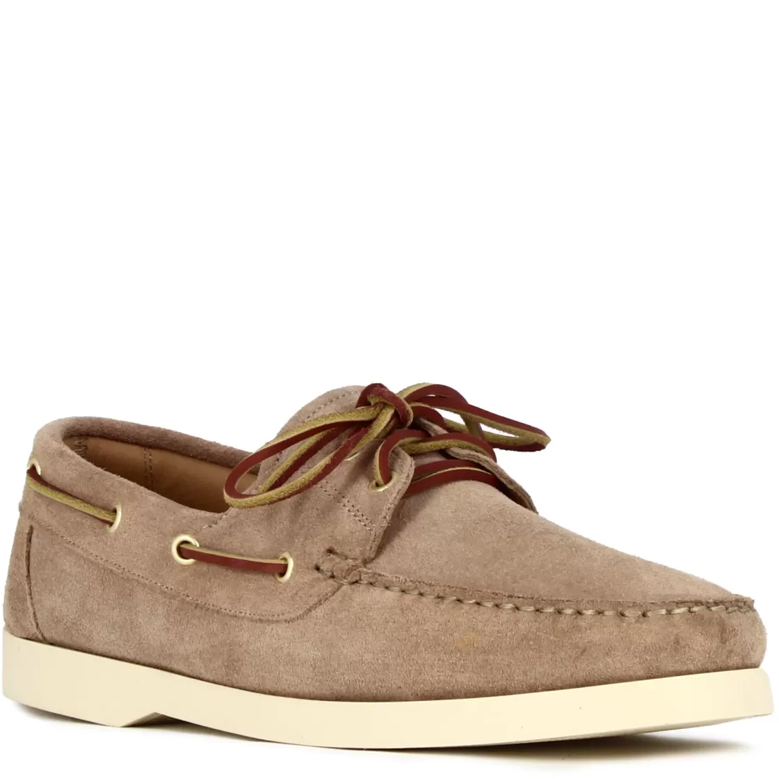 Discount Leonardo Shoes Mocassino Da Barca Da Uomo In Camoscio Colore Beige
