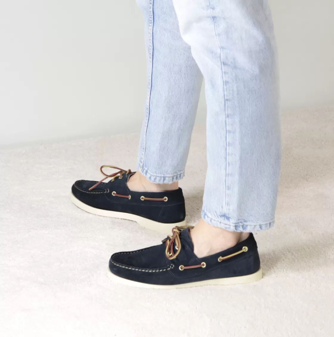 Shop Leonardo Shoes Mocassino Da Barca Da Uomo In Camoscio Colore Blu