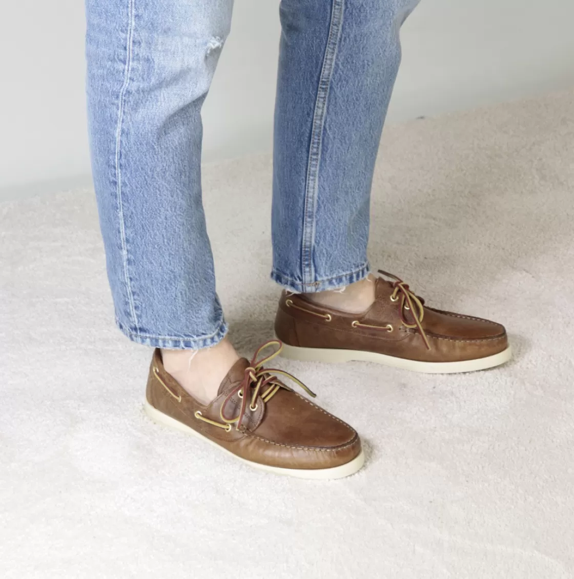 Cheap Leonardo Shoes Mocassino Da Barca Da Uomo In Camoscio Colore Marrone Chiaro