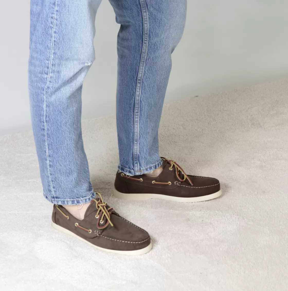 Clearance Leonardo Shoes Mocassino Da Barca Da Uomo In Camoscio Colore Marrone Scuro