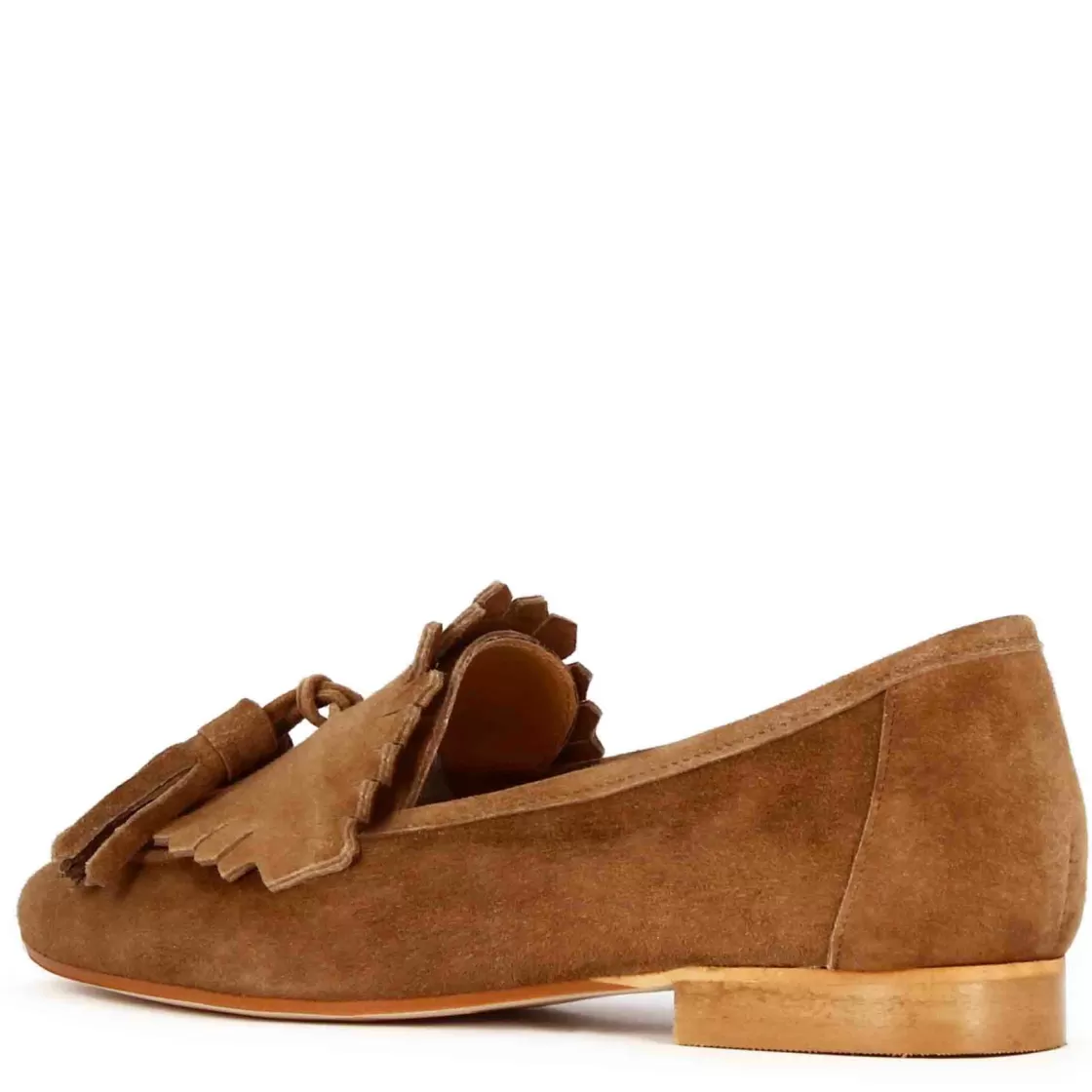 New Leonardo Shoes Mocassino Da Donna Classico In Pelle Scamosciata Con Nappine Colore Marrone Marrone Chiaro