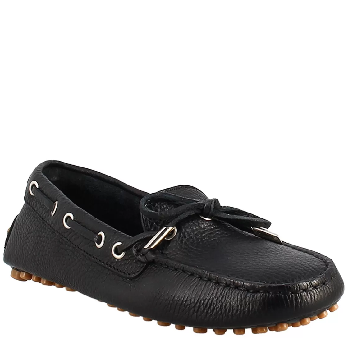 Store Leonardo Shoes Mocassino Da Donna Con Lacci In Pelle Nero