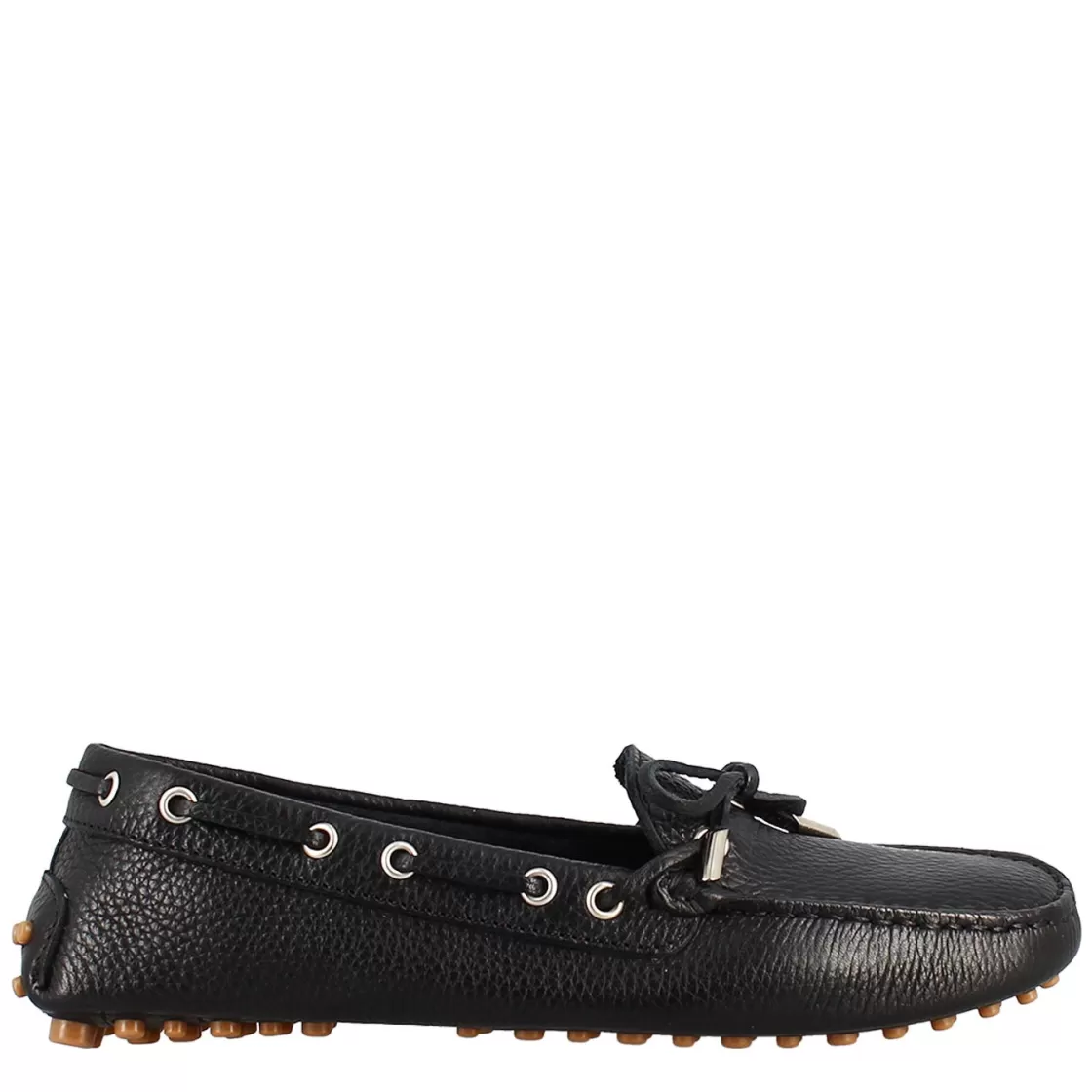 Store Leonardo Shoes Mocassino Da Donna Con Lacci In Pelle Nero