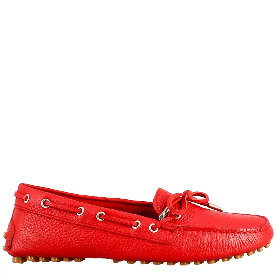 Clearance Leonardo Shoes Mocassino Da Donna Con Lacci In Pelle Rosso