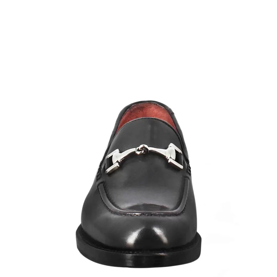 Fashion Leonardo Shoes Mocassino Da Donna In Pelle Colore Con Fibbia Nero