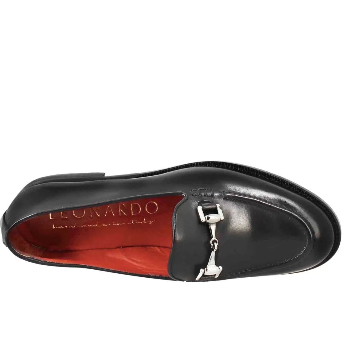Fashion Leonardo Shoes Mocassino Da Donna In Pelle Colore Con Fibbia Nero