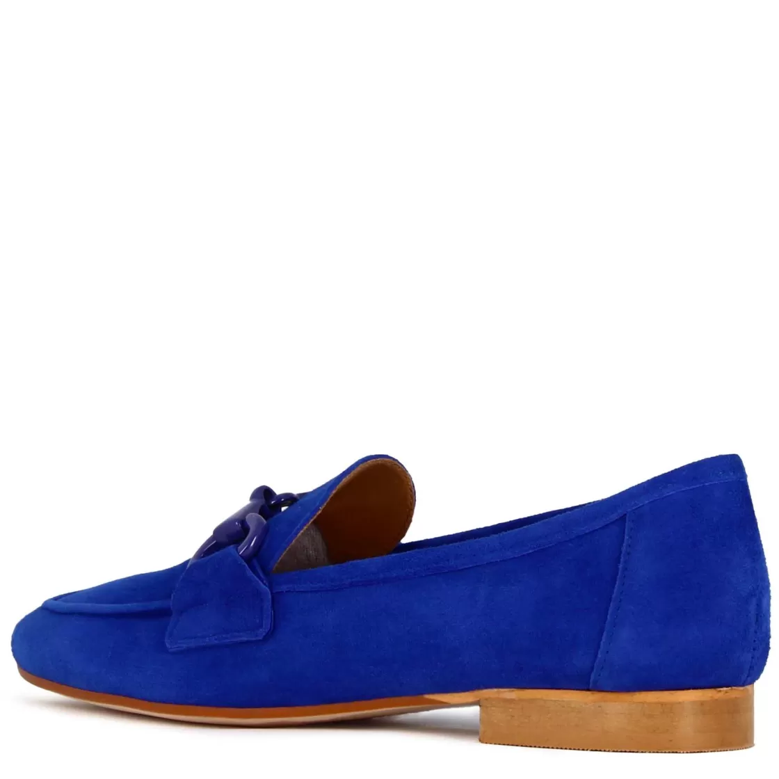 Online Leonardo Shoes Mocassino Da Donna In Pelle Scamosciata Con Morsetto Colore Blu