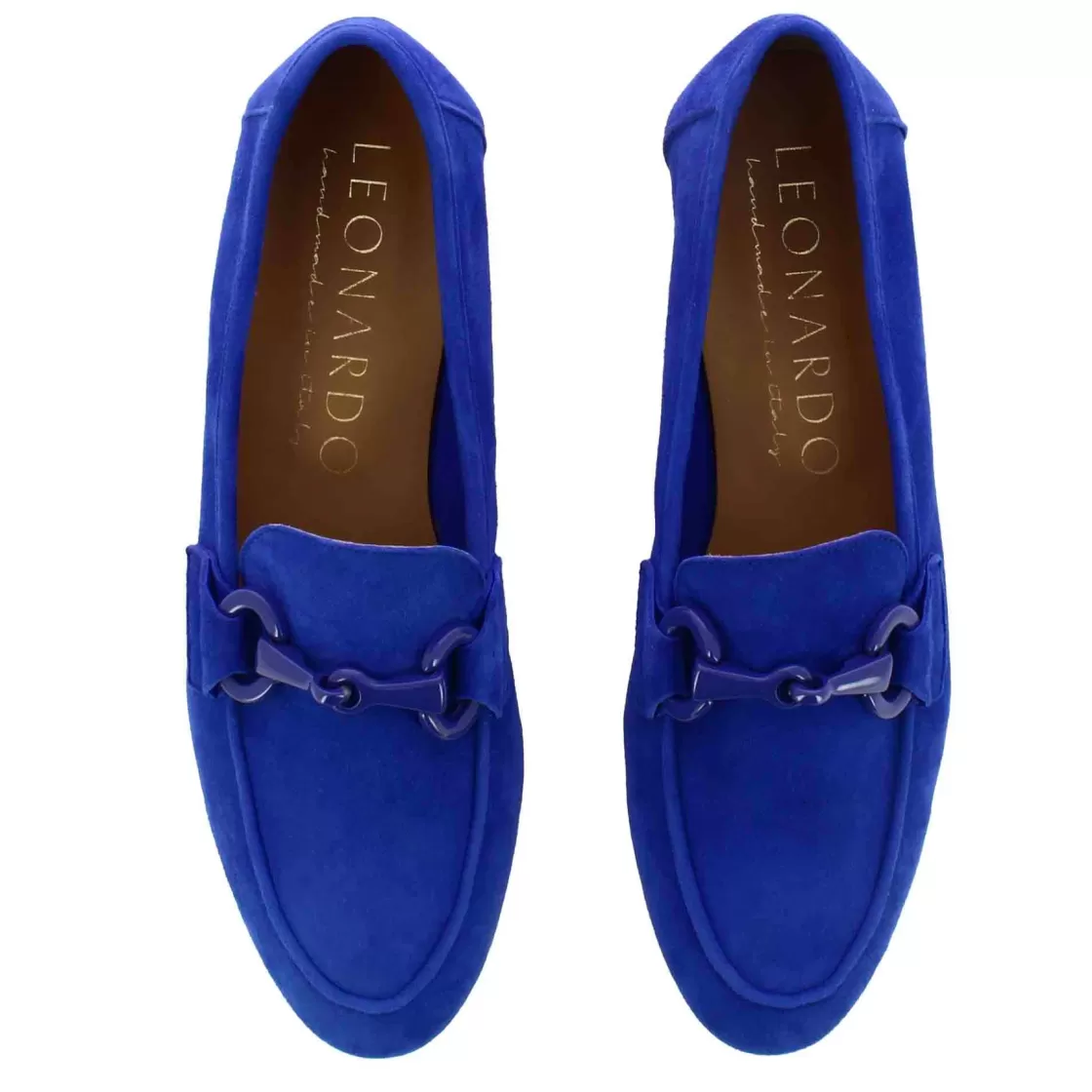 Online Leonardo Shoes Mocassino Da Donna In Pelle Scamosciata Con Morsetto Colore Blu