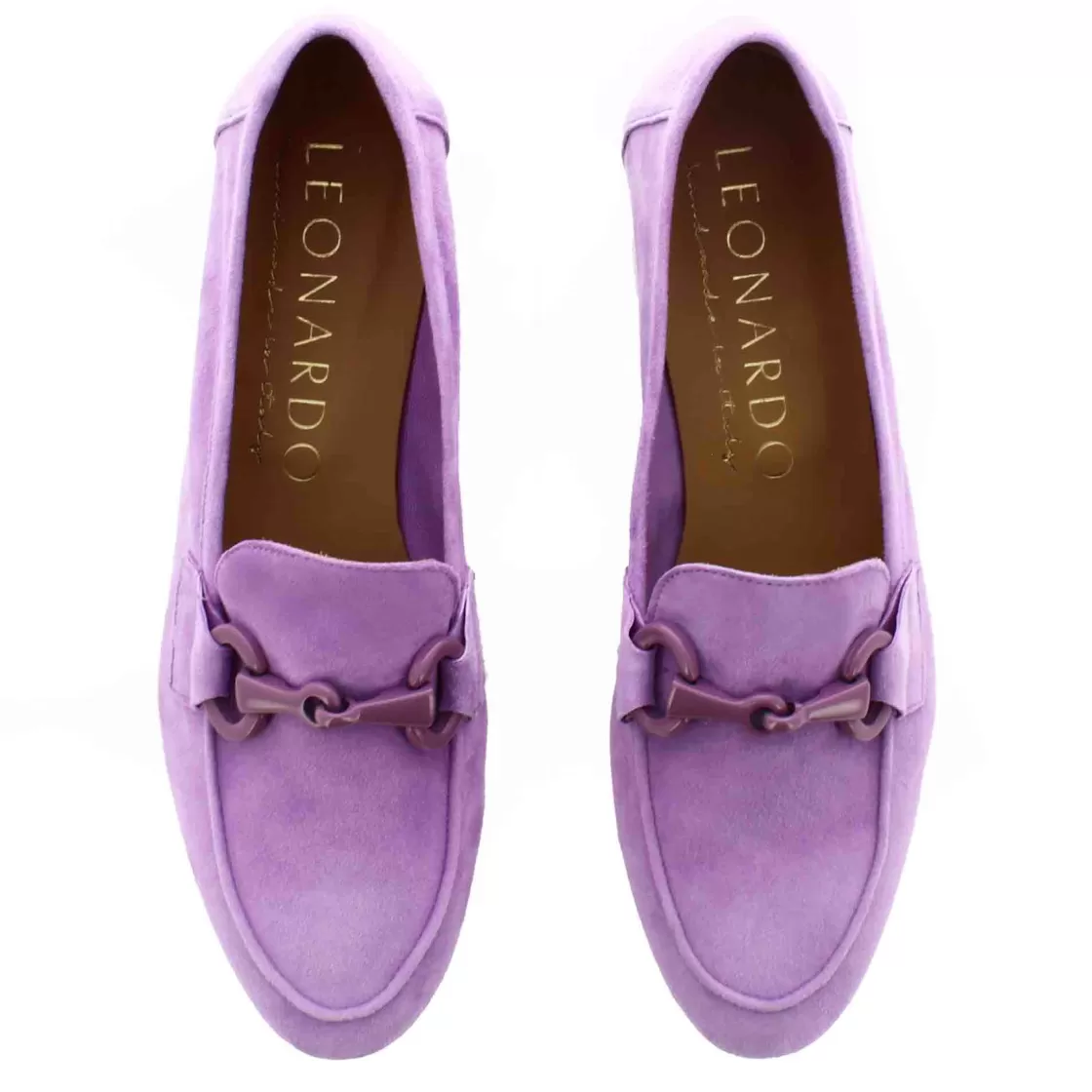 Discount Leonardo Shoes Mocassino Da Donna In Pelle Scamosciata Con Morsetto Colore Viola