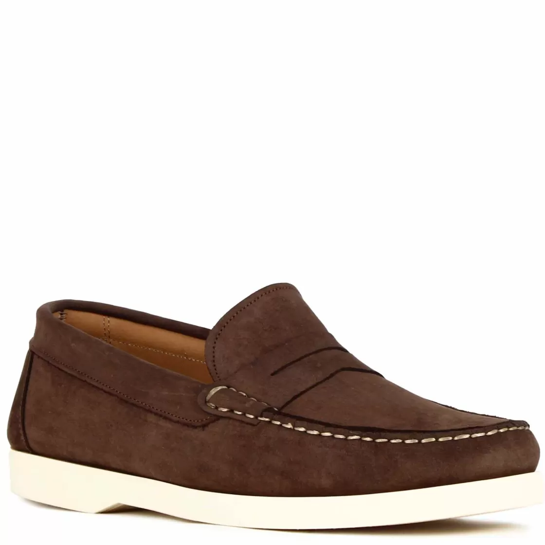 Store Leonardo Shoes Mocassino Da Uomo Casual Da Barca In Pelle Colore Marrone Scuro