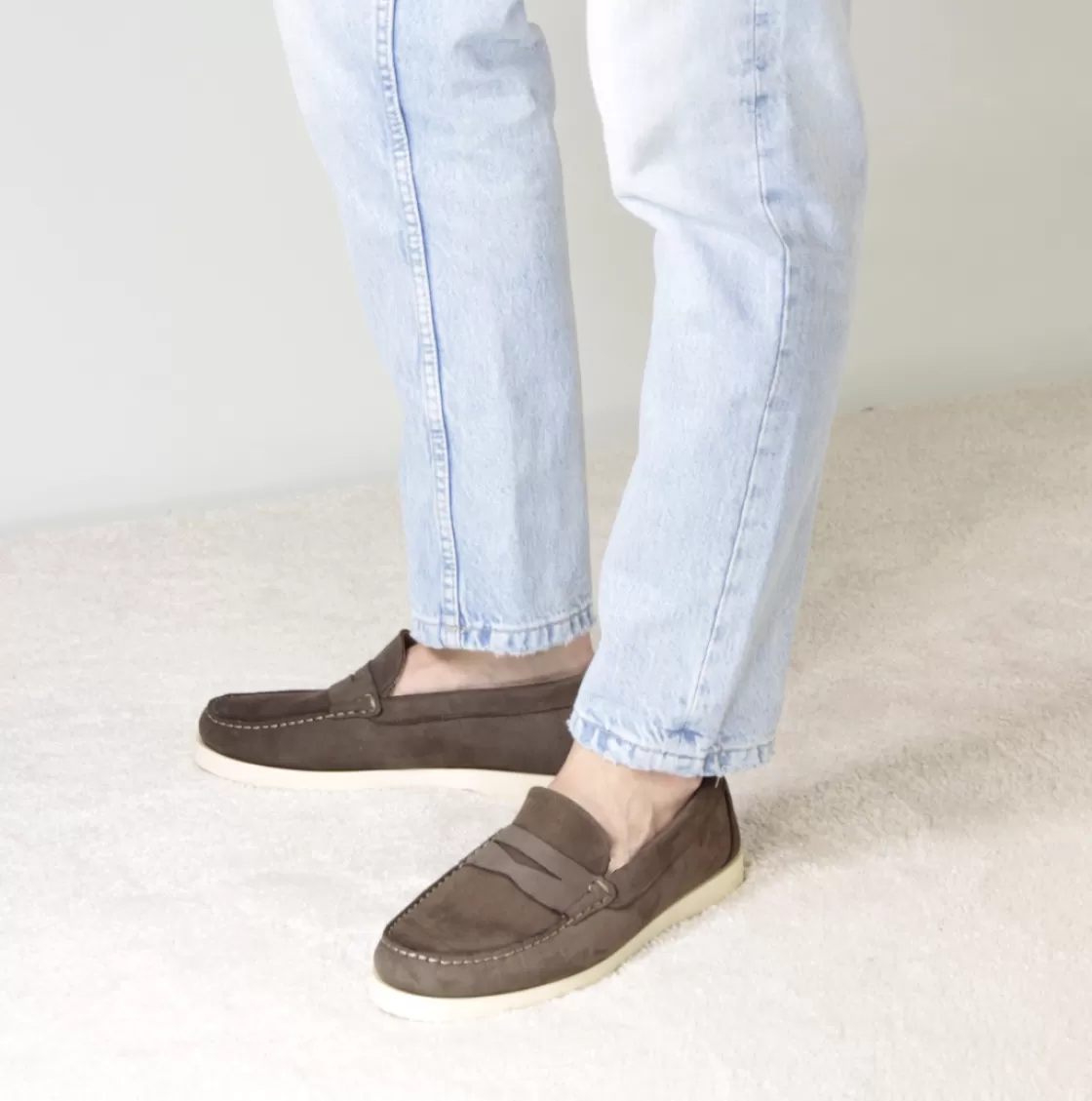 Store Leonardo Shoes Mocassino Da Uomo Casual Da Barca In Pelle Colore Marrone Scuro