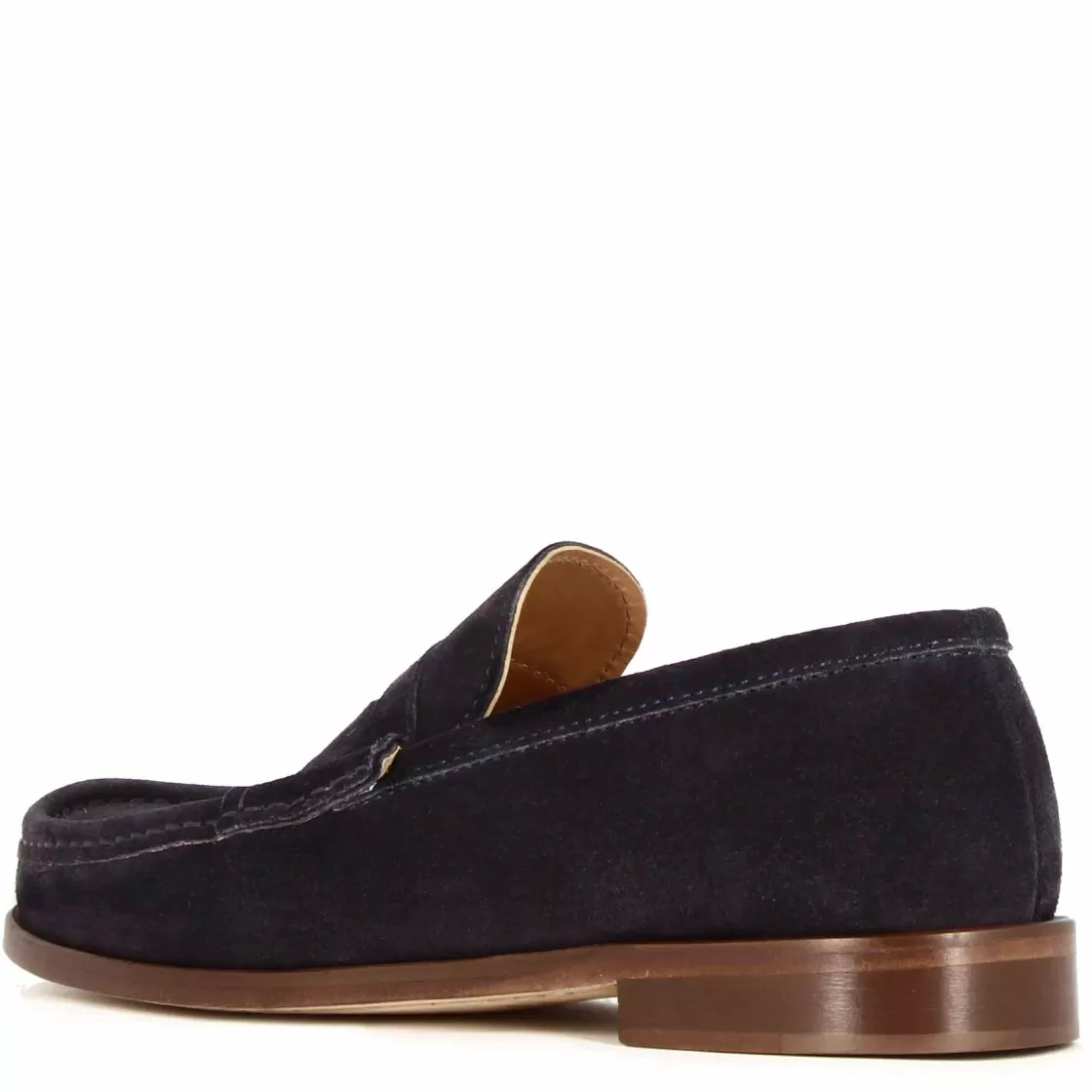 New Leonardo Shoes Mocassino Da Uomo In Camoscio Colore Fatto A Mano Blu Scuro