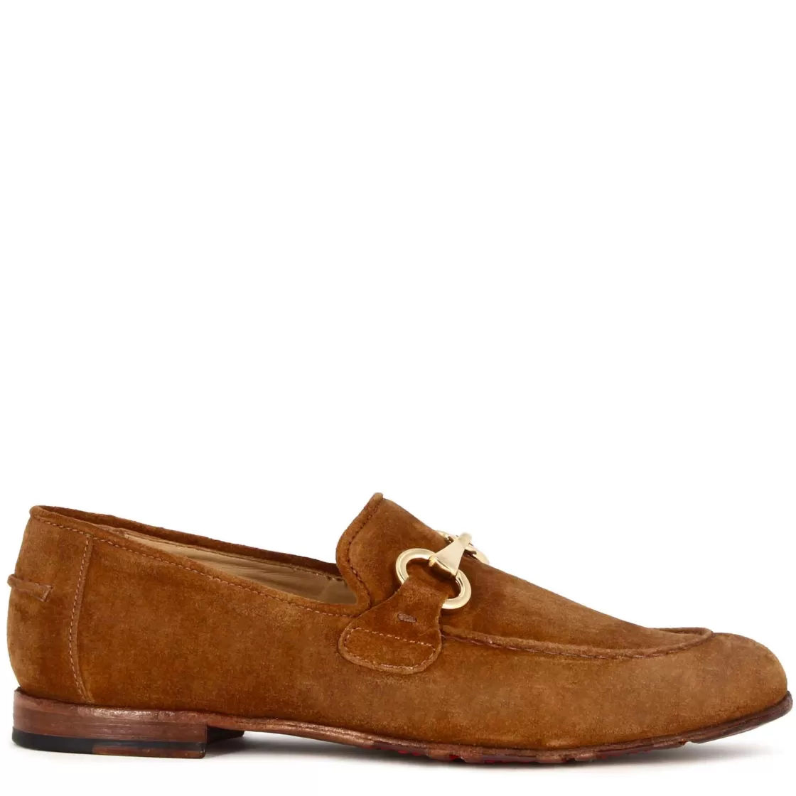 Cheap Leonardo Shoes Mocassino Da Uomo In Camoscio Colore Con Morsetto Colore Oro Marrone Chiaro