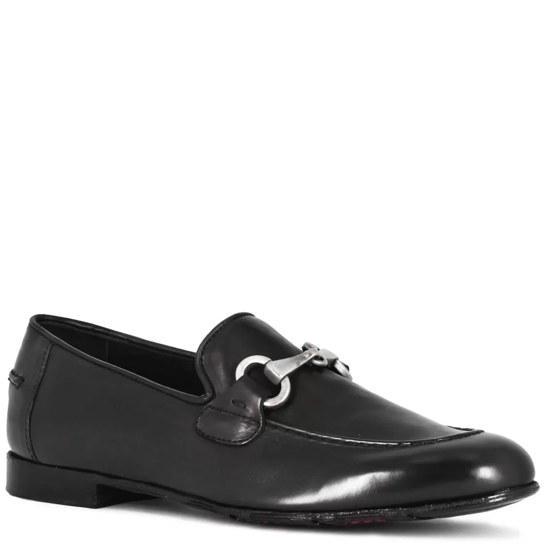 Clearance Leonardo Shoes Mocassino Da Uomo In Pelle Colore Con Morsetto Nero
