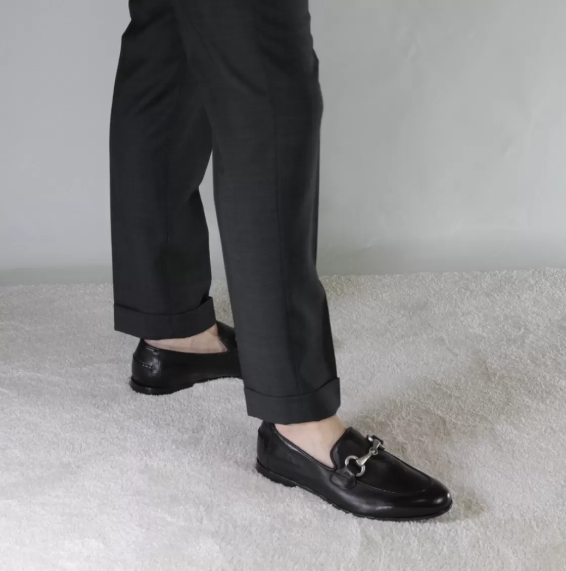 Clearance Leonardo Shoes Mocassino Da Uomo In Pelle Colore Con Morsetto Nero