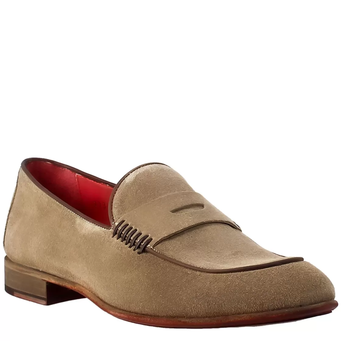 Cheap Leonardo Shoes Mocassino Elegante Da Uomo In Pelle Scamosciata Beige