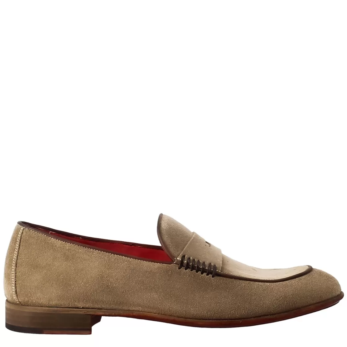 Cheap Leonardo Shoes Mocassino Elegante Da Uomo In Pelle Scamosciata Beige