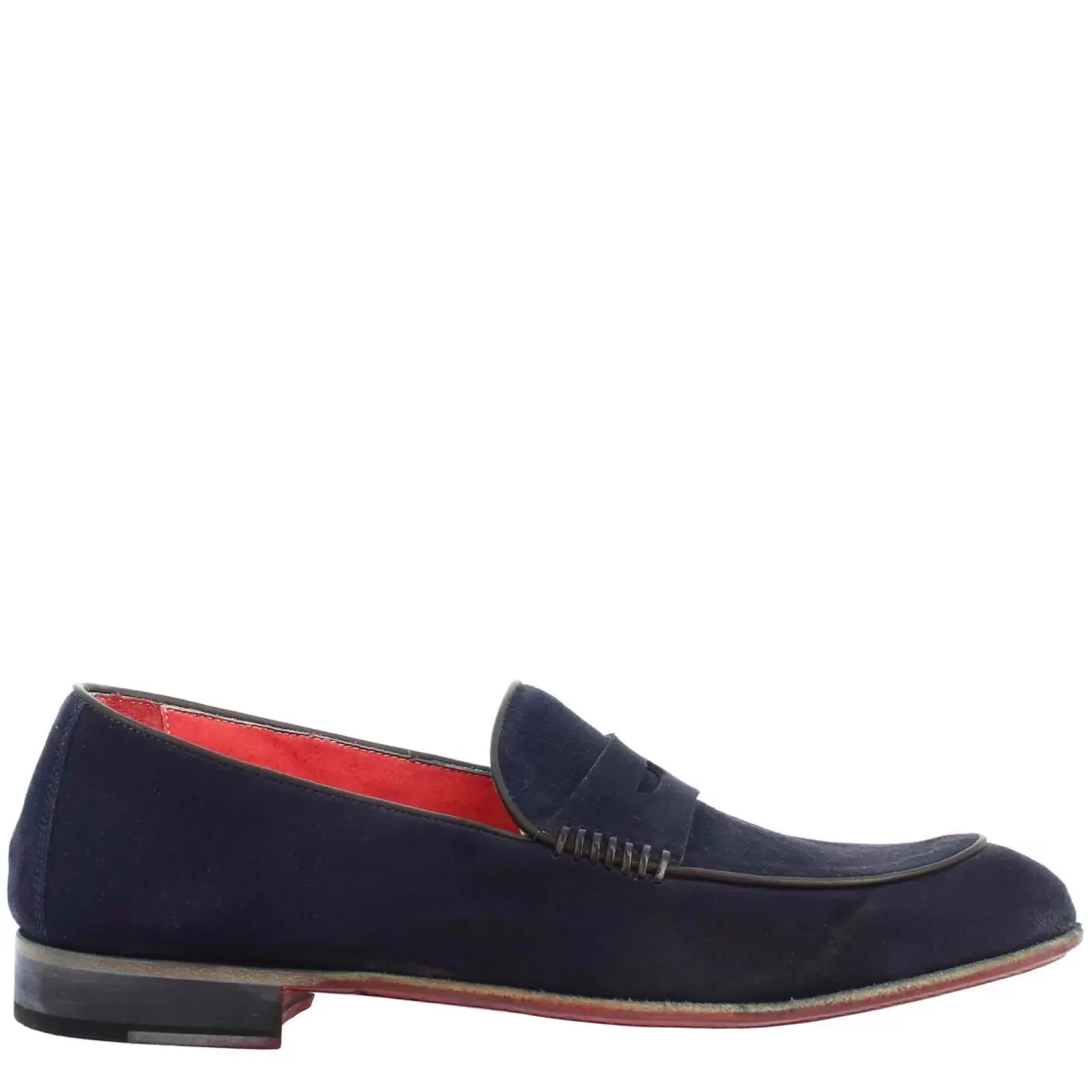 Discount Leonardo Shoes Mocassino Elegante Blu Da Uomo In Pelle Scamosciata Blu Navi