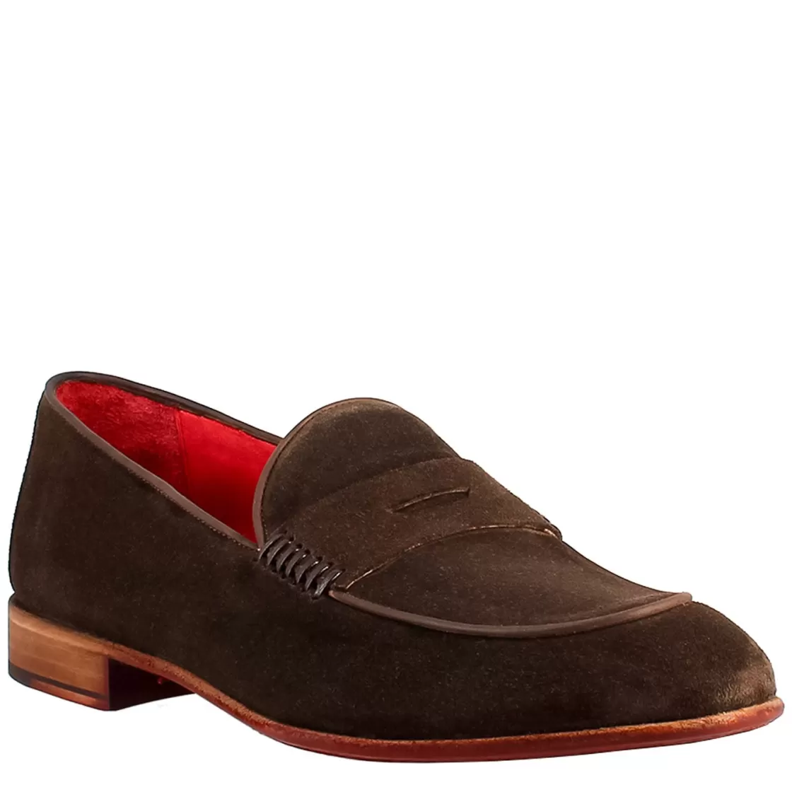 Flash Sale Leonardo Shoes Mocassino Elegante Marrone Da Uomo In Pelle Scamosciata Marrone Scuro